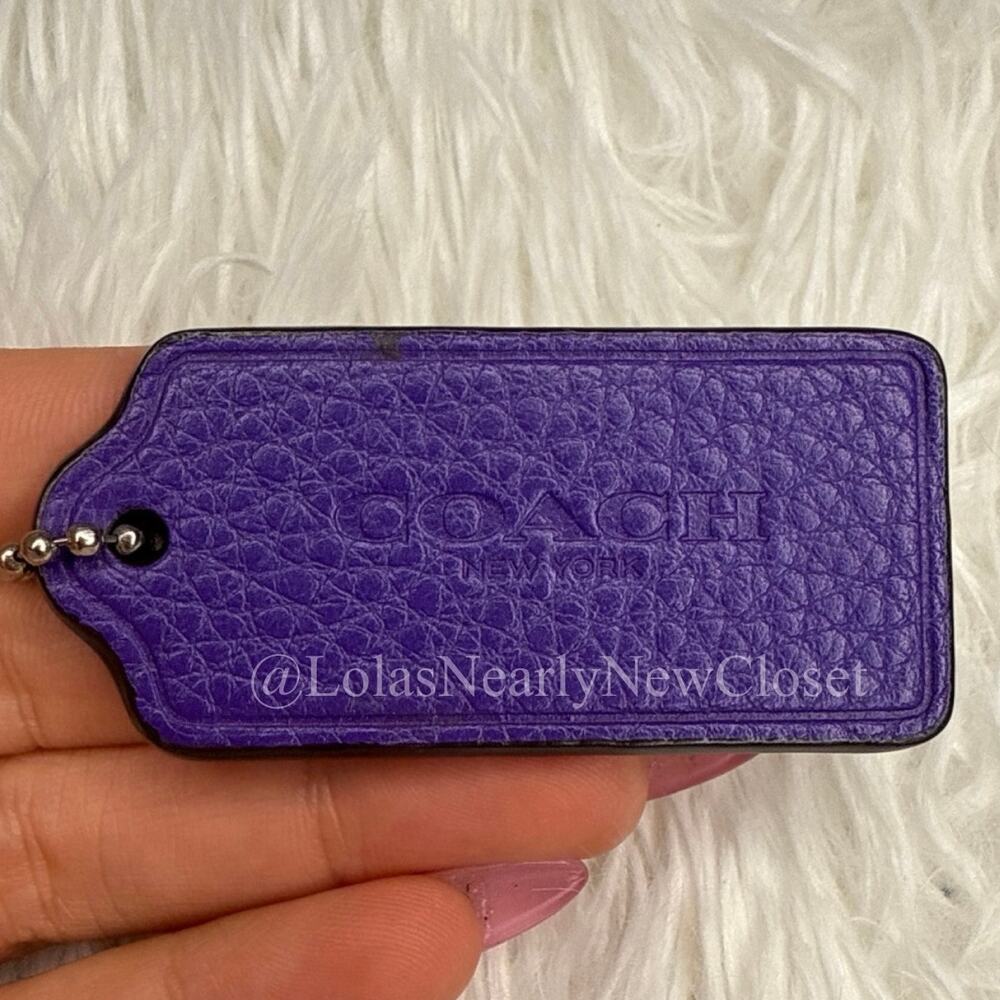 2" COACH Purple Fob Bag Charm Hang tag Hangtag